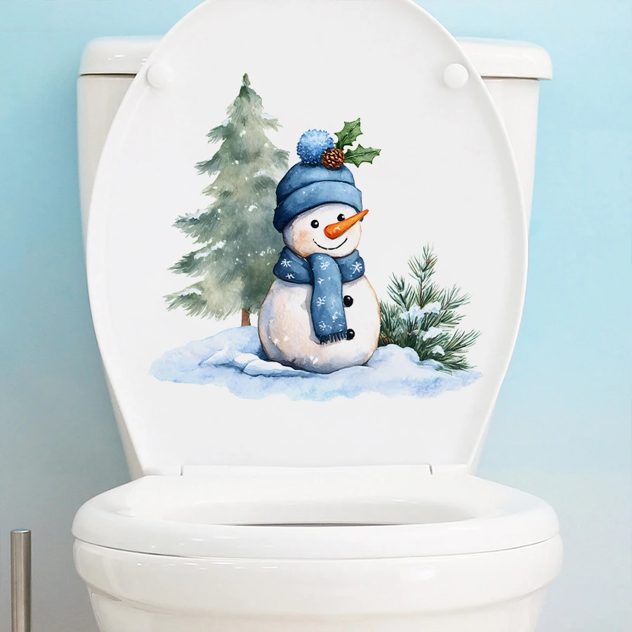 1pc Nette Weihnachten Schneemann Wc Deckel Aufkleber Badezimmer PVC Dekoration Für Schlafzimmer Wohnzimmer Badezimmer Dekoration Wc Aufkleber Image
