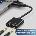 Adattatore per scheda audio USB con cavo intrecciato per cuffie e jack per microfono da 3,5 mm Adattatore audio USB esterno per laptop Windows Mac