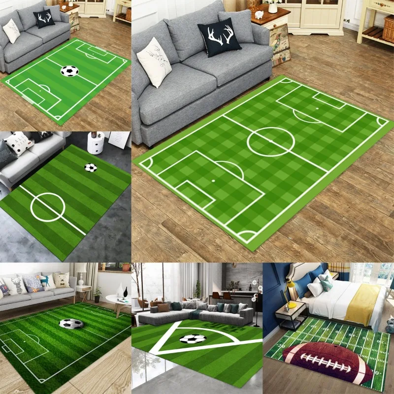 Indoor Green Lawn Muster Fußball Fußballplatz Pitch Spiel Teppich Matte für Wohnzimmer Schlafzimmer Kinder Spielbereich Home Dekoration Teppich Image