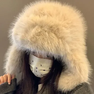 New Thicken Faux Fur Winter Warm Ear Protection Bomber Hat Outdoor Russian Windproof Anti-cold Furry Earflap Hat For Skiing