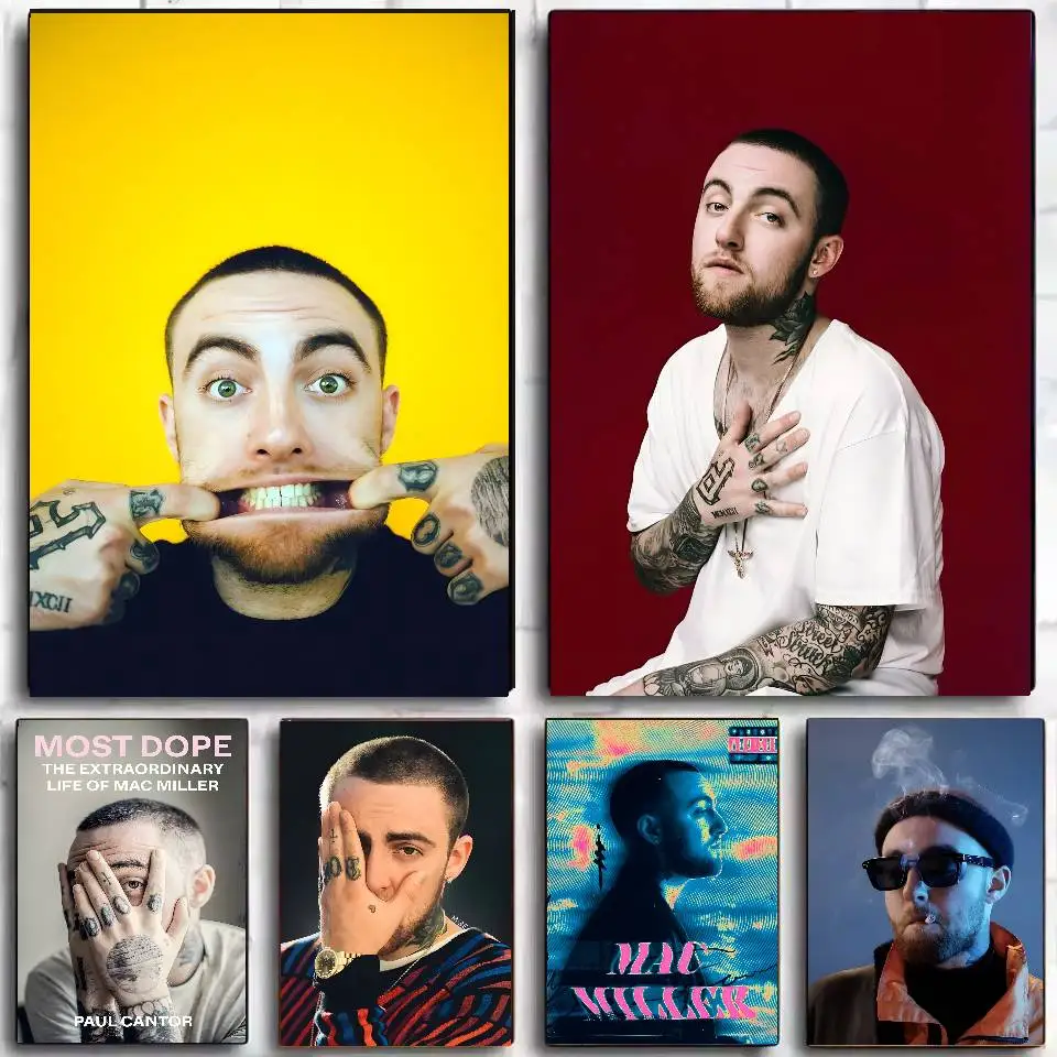 M-Mac Miller Poster, selbstklebende Kunst, wasserfester Papieraufkleber, Kaffeehaus, Bar, Wohnheim, Wanddekoration Image