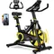 Cyclette Professionale, Bicicletta ad attrito Indoor da Camera con Schermo LCD e Portabicchieri, Volano 15kg, per Fitnes