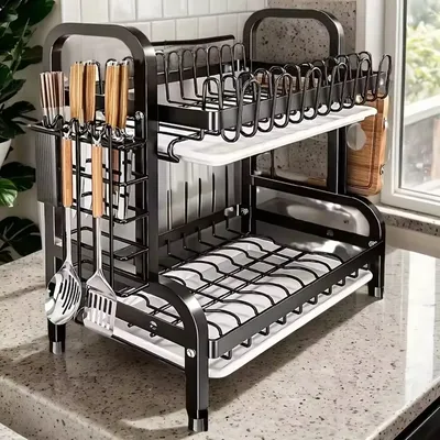 Tableware Drying Rack Large Anti Rust Tableware Drain Tableware Storage Drain Kitchen Dish Rack Drain Set with Tableware Rack
