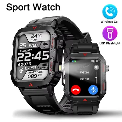 Militär Männer Sport Smart Uhr 1,71 Bildschirm Blut Sauerstoff Bluetooth Sprechen Uhr Multi Sport LED Taschenlampe Outdoor Smart Uhr