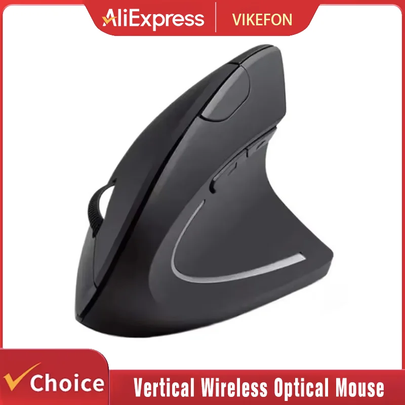 Vertikale Maus, ergonomisch, 2,4 GHz, kabellos, optische Mäuse, 3 einstellbare DPI, 800/1200/1600, 6 Tasten, für Laptop, PC, Computer, Desktop Image