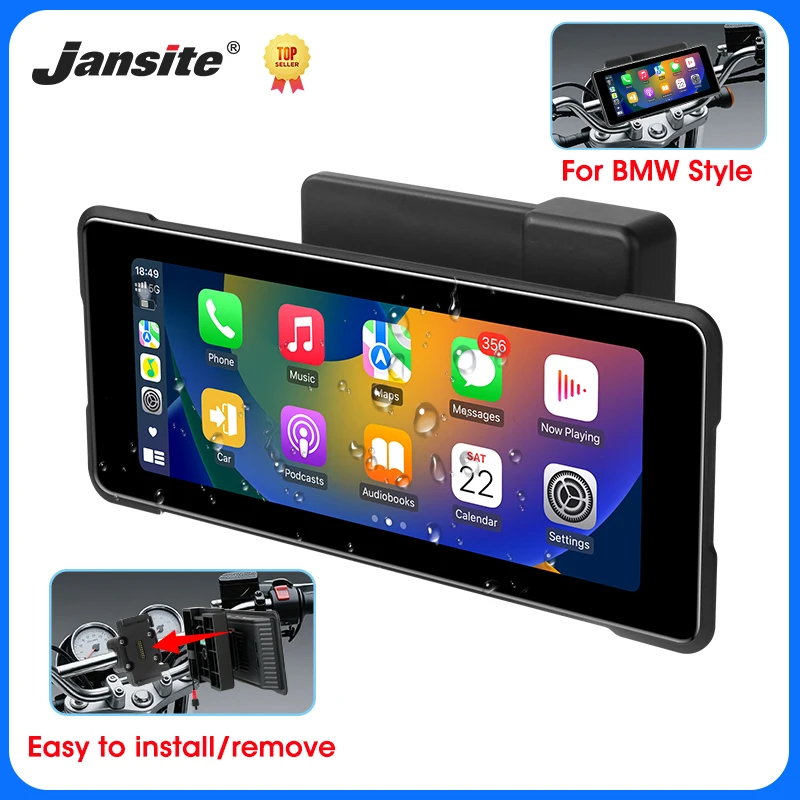 Universal Motorrad Carplay GPS Navigation Für BMW Stil Mit Original Halterung Drahtlose Carplay Android Auto Dual Bluetooth Image