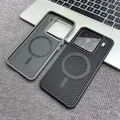 Custodia per telefono Magsafe con raffreddamento a rete a nido d'ape cavo per Xiaomi Mi 15 Ultra 15pro 14 Pro Cover di ricarica wireless magnetica con obiettivo in lega