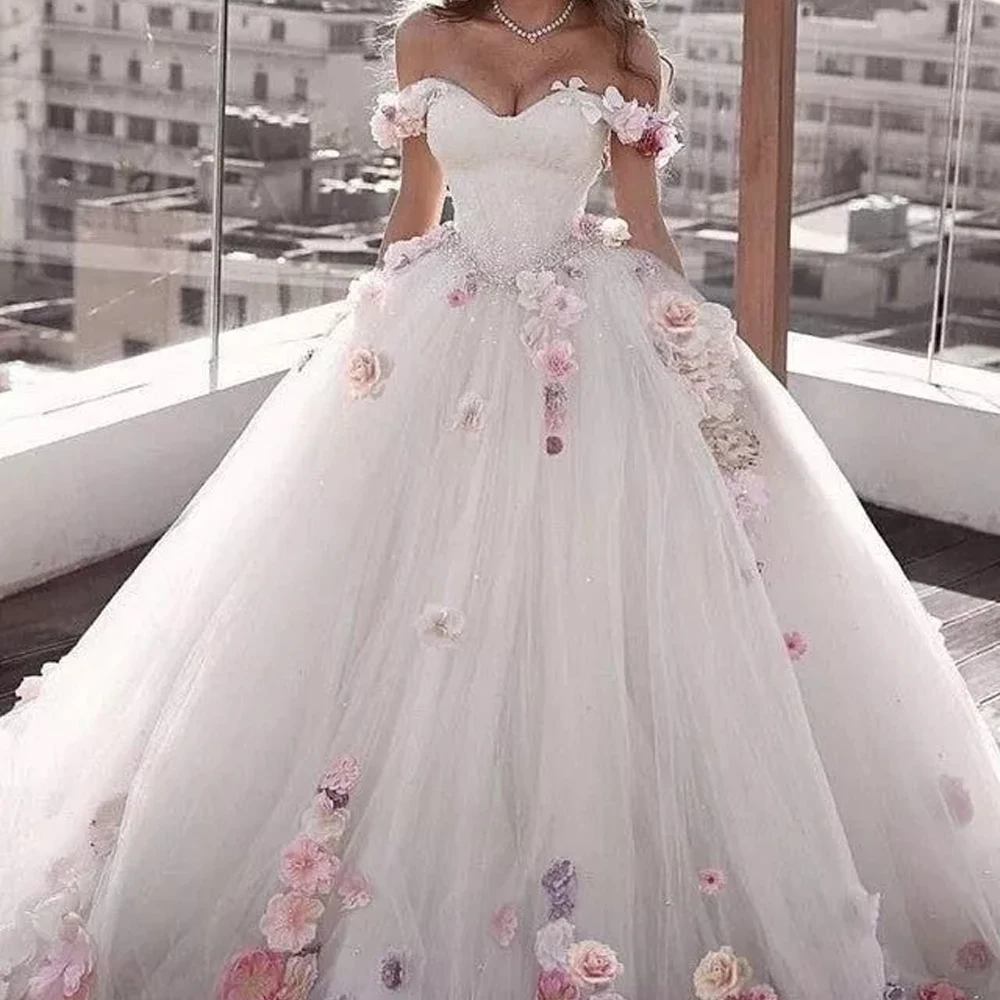 Customized Exquisite Classic Retro Tulle Applique Sequined Ball Off-the-shoulder Long Dresses Prom Dresses Fashion High Quality