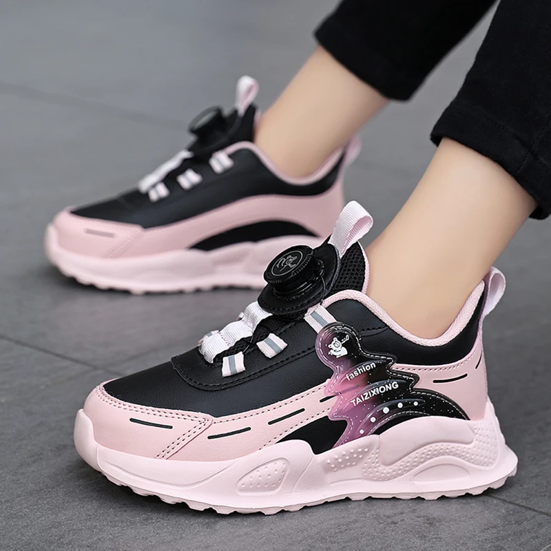 Herbst Winter Kinder Anti-Rutsch-Leder Turnschuhe für 5-16 Jahre Jungen Mädchen Leichte Casual Walking Tennis Schule Schuhe Image