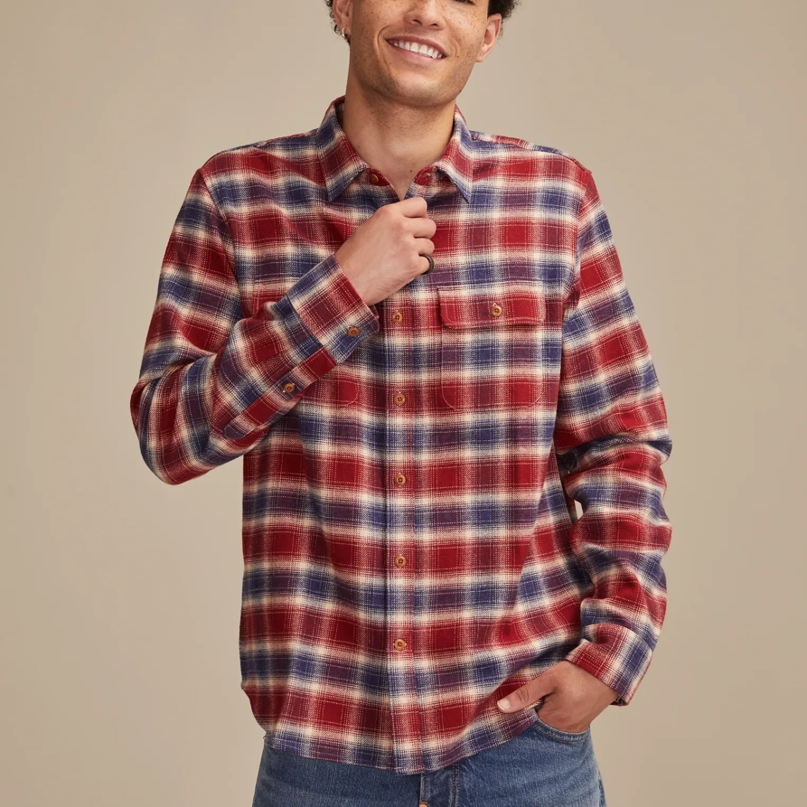 Lucky Brand Cloud Soft Flannel Shirt - Men's Clothing Outerwear Shirt Jackets in Navy Multi, Size M