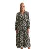 Maxikleid MARC O'POLO "aus Cupro-Viskose-Mix", Damen, Gr. 36, Normalgrößen, bunt (multi, schwarz), Obermaterial: 50% Cupro, 50% Viskose; Futter: 100% Viskose, bedruckt, relaxed fit wadenlang, Rundhals, Langarm Manschette, Kleider