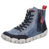 Winterboots RIEKER, Damen, Gr. 37, jeansblau, schwarz, rot, Leder, Nubuklederimitat, casual, Schuhe, Schnürboots, High Top Sneaker, Stiefelette, mit Anziehlasche