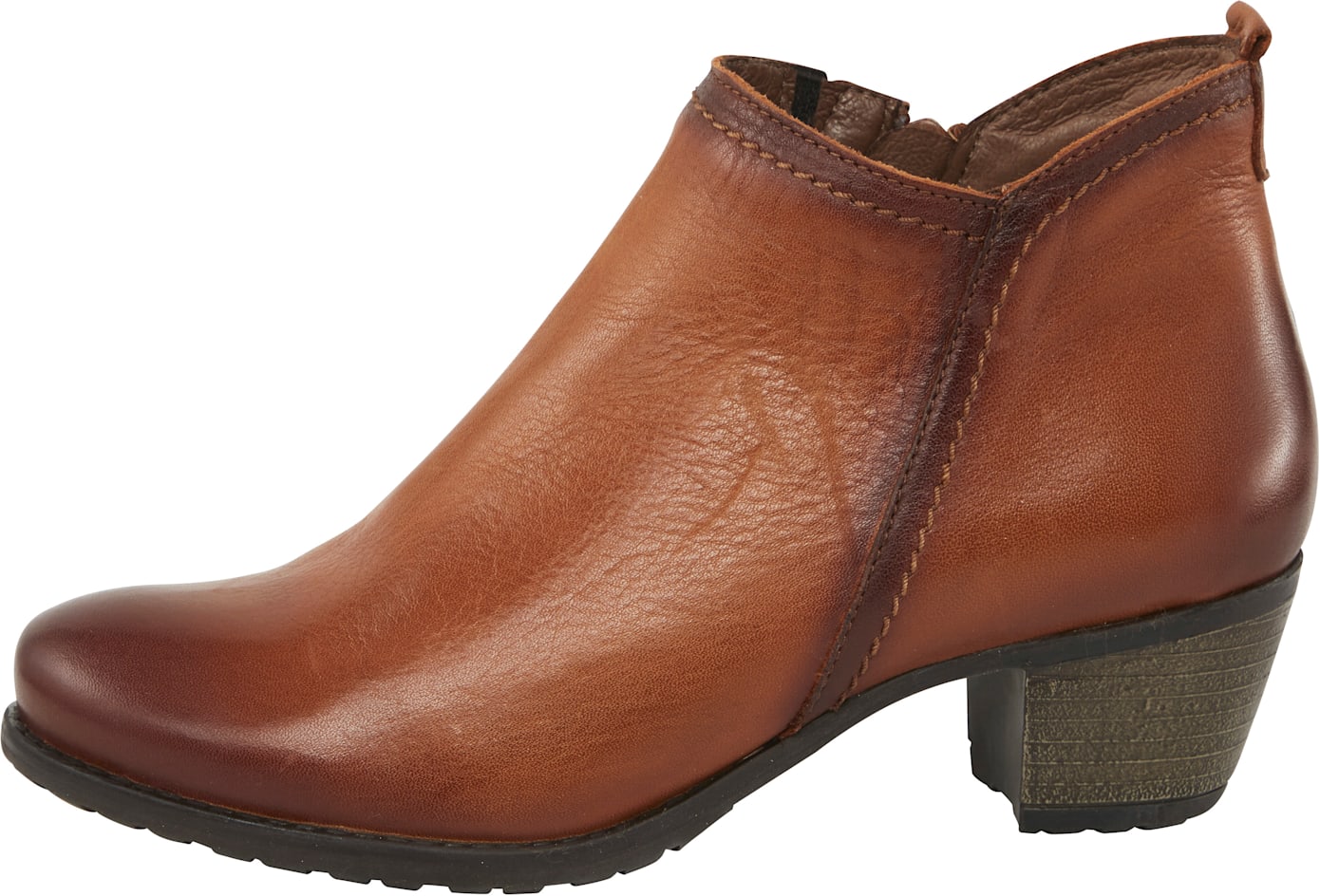 Stiefelette HEINE, Damen, Gr. 41, braun (cognac), Glattleder, Leder, Rindsleder, Schuhe Stiefelette