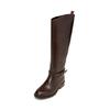 Stiefel MARC O'POLO "aus edlem Kalbleder", Damen, Gr. 37, braun (schwarz braun), Obermaterial: 100% Leder (Rind), Schuhe
