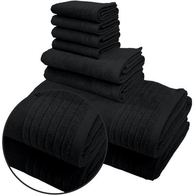 Handtuch Set MY HOME "Sanremo premium, Premium Handtücher, 600 gr/m²", schwarz, 8 tlg., Frottier, Frottier, Obermaterial: 100% Baumwolle, Handtuch-Sets, Duschtücher, Handtücher, Seiftücher, 100% Baumwolle, weich Image