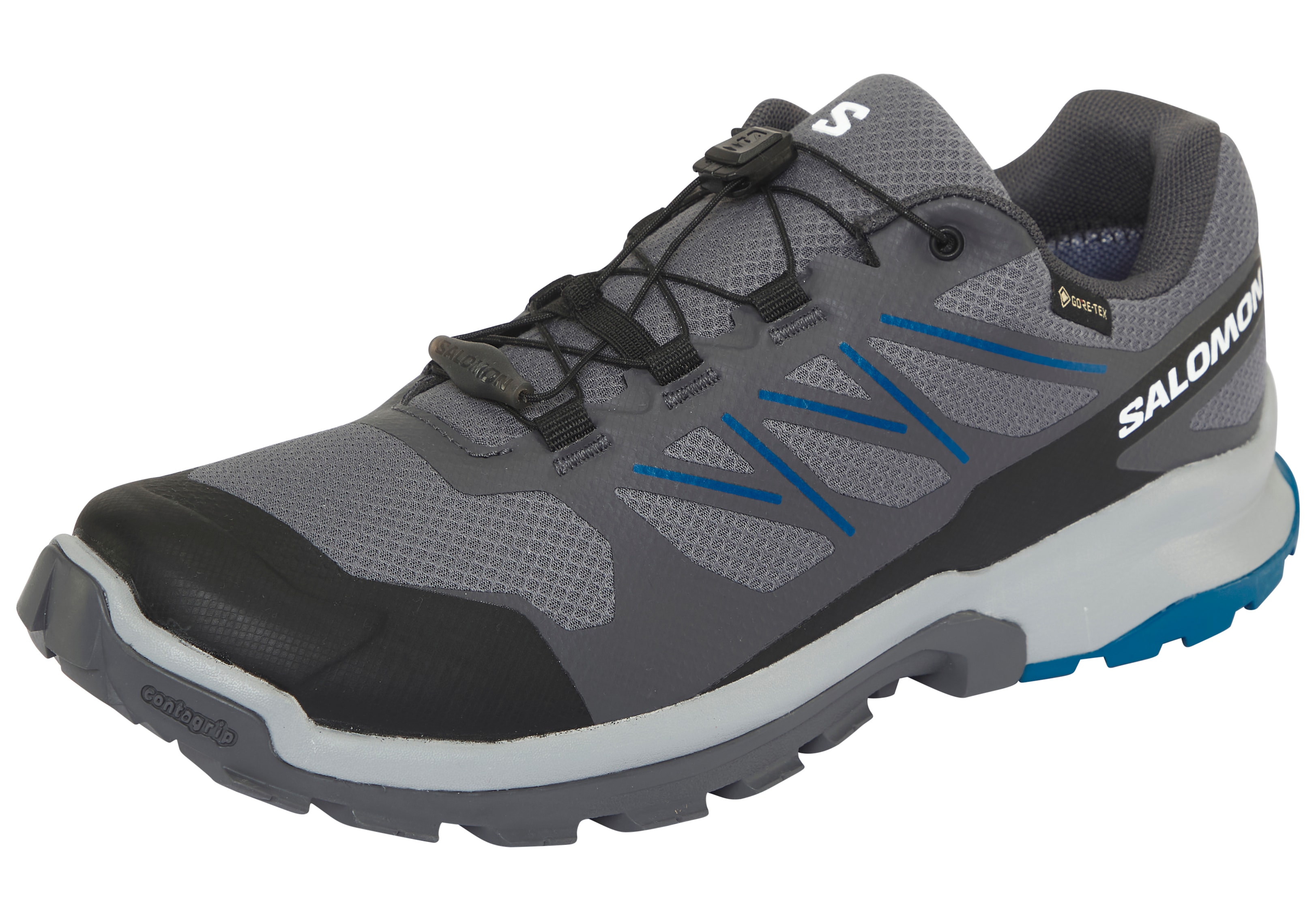 Trailrunningschuh SALOMON "XA FLYER GORE-TEX", Herren, Gr. 48, blau (castlerock, asphalt, dunkelblau), Synthetik, Textil, Schuhe, wasserdicht