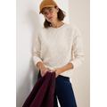 Sweatshirt CECIL, Damen, Gr. L (42), beige (light beige), Sweatware, Obermaterial: 85% Polyester, 13% Viskose, 2% Elasthan, unifarben, Strukturmuster, casual, regular fit normal, Rundhals, Langarm elastischer Bund, Sweatshirts, mit Zebra Strukturmuster