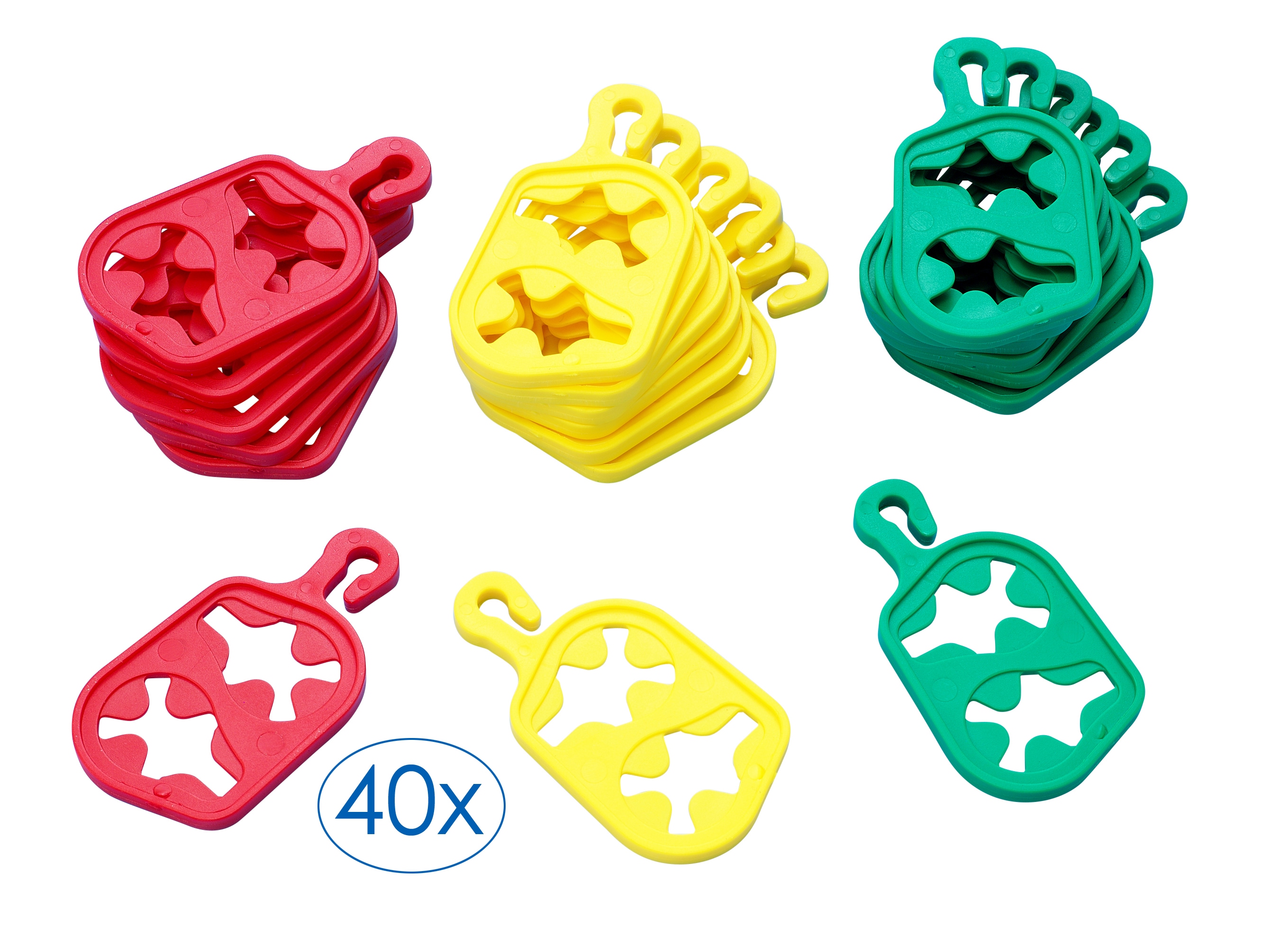 Wäscheklammern RUCO "Sockensortierer, 40er Set", bunt, B:0,3cm H:6cm L:3,3cm, Kunststoff, Halteklammern, Sockenclips, Sockenklammern, Wäscheklammern, Made in Germany