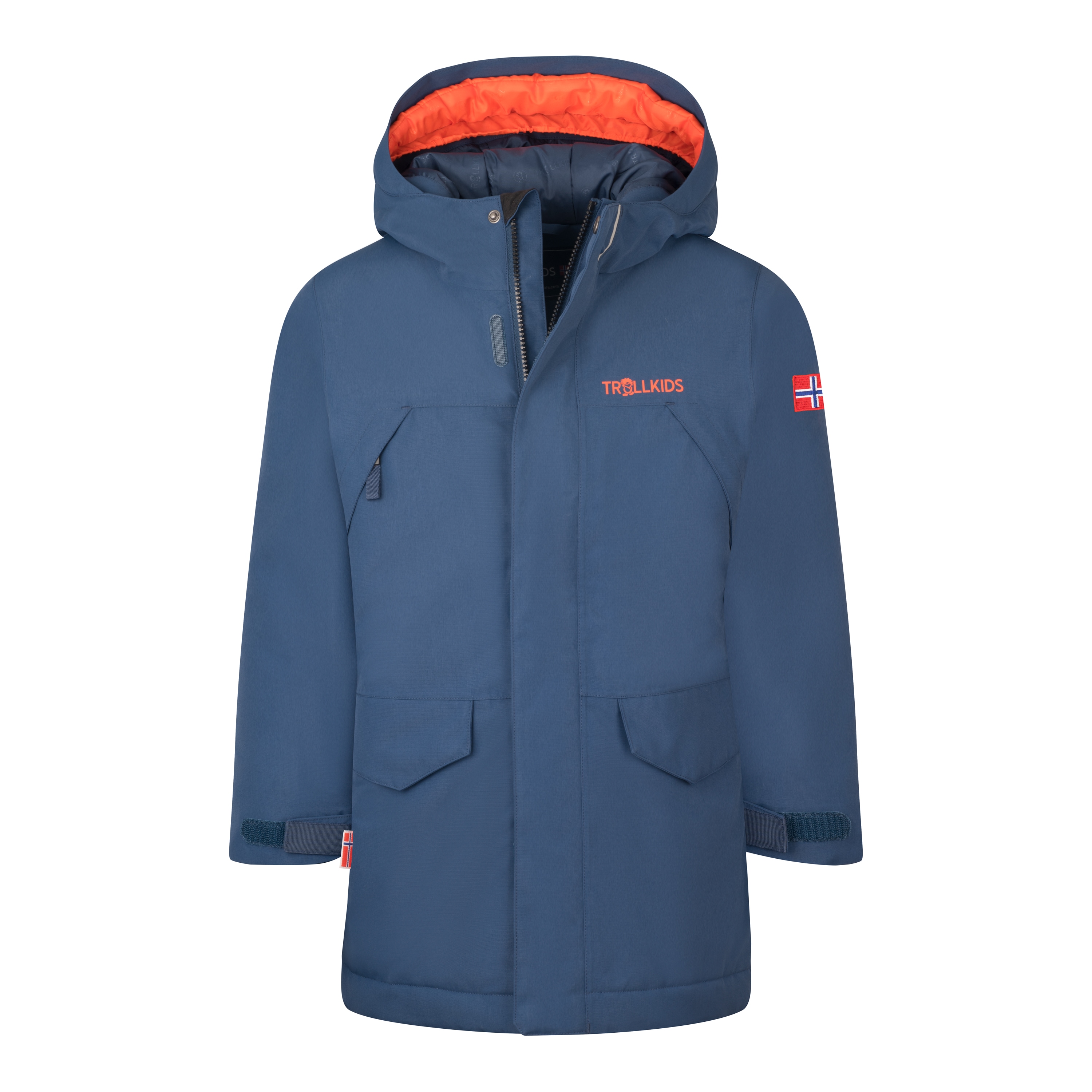 Parka TROLLKIDS "KIDS HARSTAD JACKET", Kinder, Gr. 164, orange (mystic blau, flame orange), Obermaterial: 100% Polyester. Futter: 100% Polyamid. Wattierung: 100% Polyester, Jacken Image