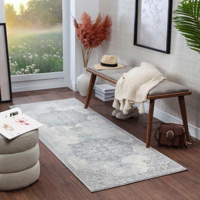 Teppich LIVABLISS "CORO", grau, B:80cm H:11mm L:220cm, Kunstfaser, Teppiche, Boho Kurzflor Orientteppich, Wohnzimmer, Schlafzimmer, Grau Image