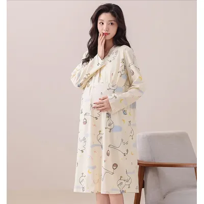 Fashion Lounge Pregnancy Hospital Gown for Labor and Delivery Breastfeeding Pajamas Long Sleeve Maternity Nursing Clothes