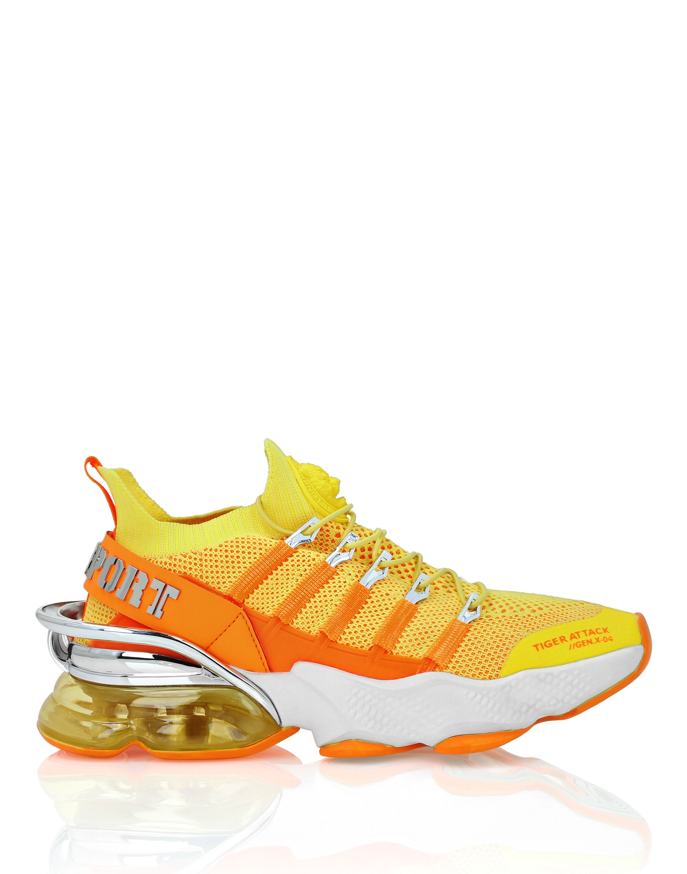 Sneaker PLEIN SPORT "Tiger", Herren, Gr. 46, Normalschaft, 2986, gelb fluo, orange fluo, Schuhe Sneaker