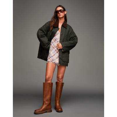 Bershka Jacket With Contrast Collar Women S Khaki