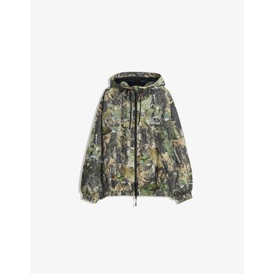 Bershka Printed Technical Jacket Men M Khaki