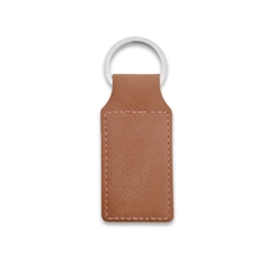 CombiCraft Rechteckiger Schlüsselanhänger aus Leder Braun, 33x70mm, pro 10 Stück, geeignet für Schlüsselorganisation Image