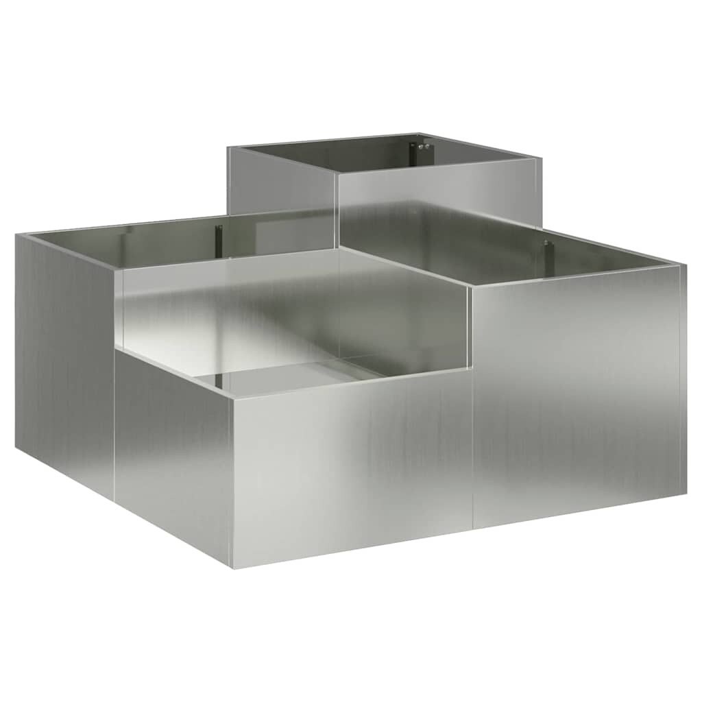vidaXL Gartenblumentopf Silber 80 x 80 x 48 cm Verzinkter Stahl Image