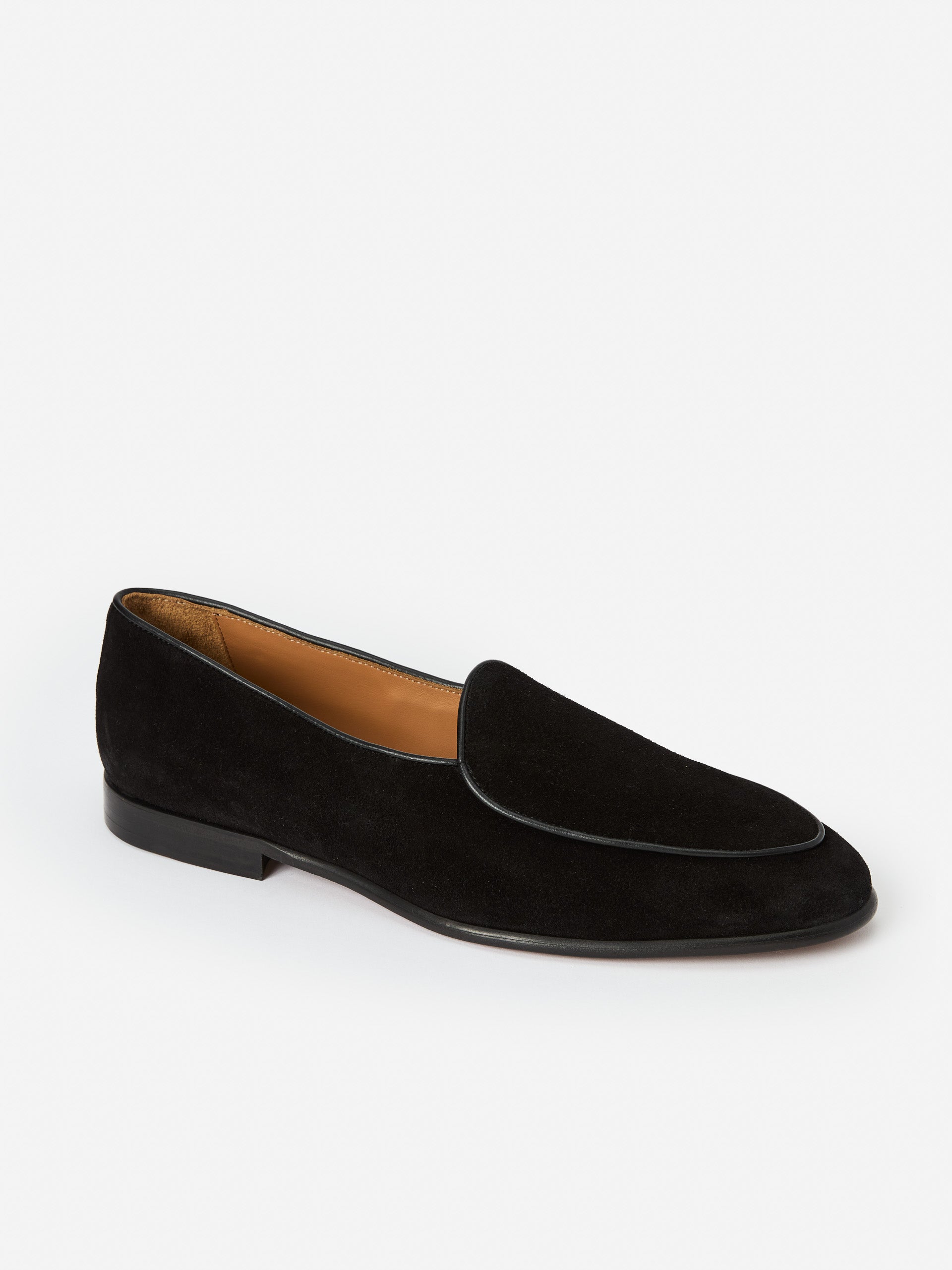 J.McLaughlin Men's Oskar Suede Belgian Loafers Black, Size 8 | Leather/Suede