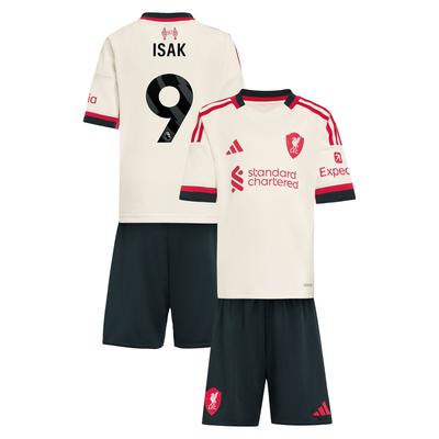 Liverpool adidas Auswarts-minikit 2025-26 mit Aufdruck Isak 9 Image