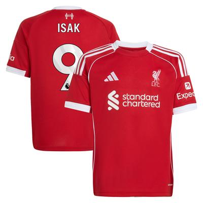 Liverpool adidas Heimtrikot 2025-26 - Kinder mit Aufdruck Isak 9 Image
