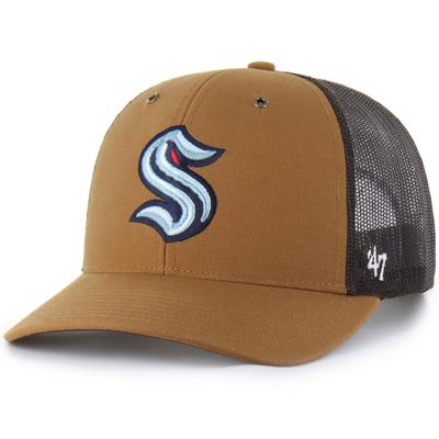 Carhartt x '47 Braune Seattle Kraken Trucker-Mütze für Herren, verstellbar Image