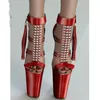Rote Nieten Quasten Hohl Plattform Sandalen Peep Toe Thin High Heel Mode Sexy Sommer Große Größe 2025, Frau Schuhe Zapatillas Mujer
