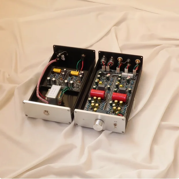 Schwarzer Kleber, symmetrischer Ausgang, HiFi-Phono-Vorverstärker, MM-Moving-Magnet, MC-Moving-Coil, Phono-Vorverstärker, diskrete Komponente, Klasse A-Schaltung Image