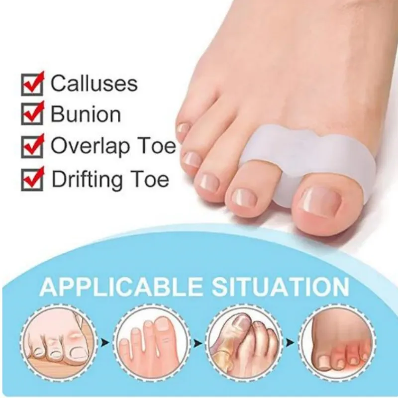 2 stücke = 1 paar Silikon Zwei Protector Bunion Toe Gel Loch Finger Separator Fuß Orthopädische Hallux Valgus Schutz Haarglätter pediküre Image