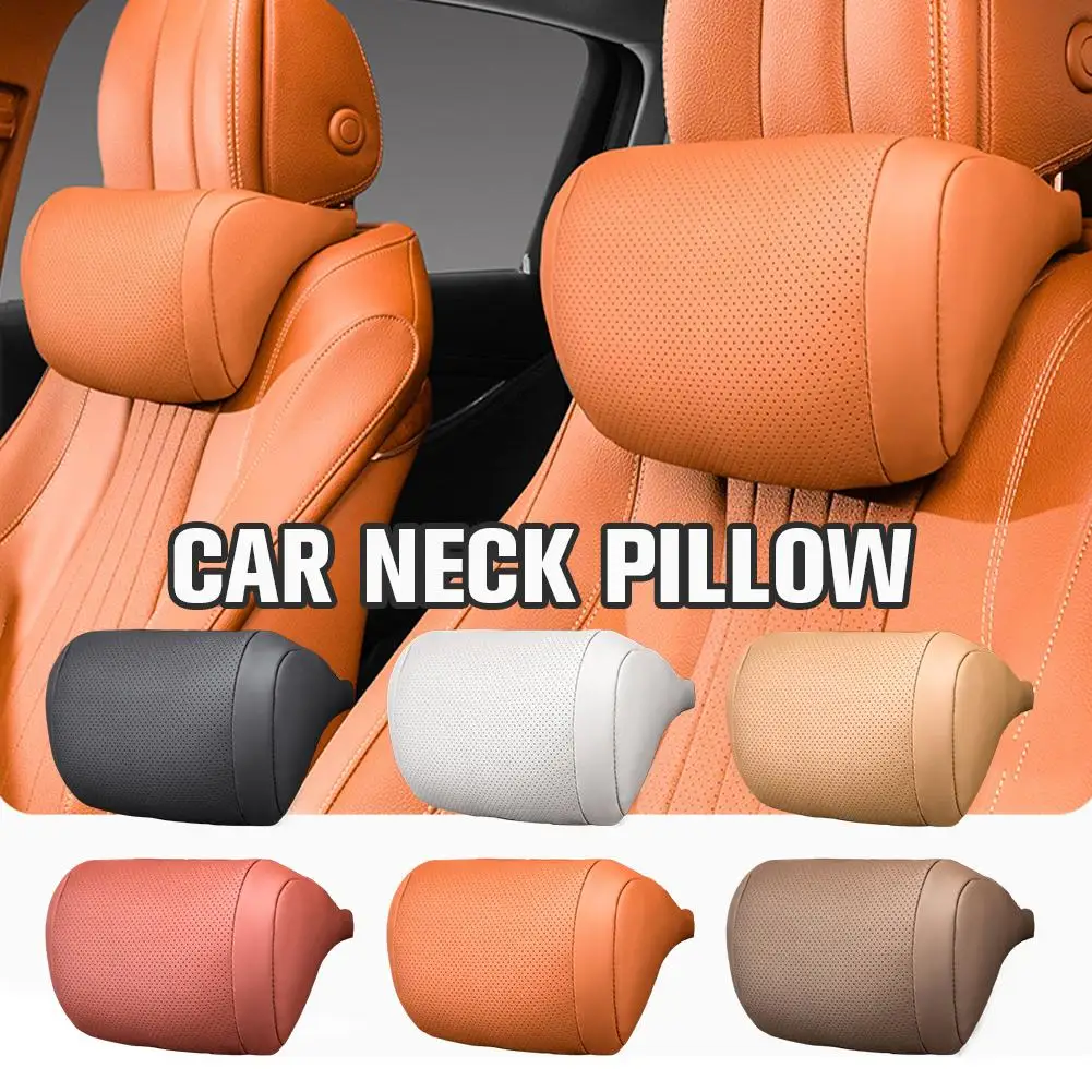 Luxus Leder Auto Nackenkissen weiche flauschige Memory Foam Kissen Sommer bequeme Auto schützen Kissen Rest Zubehör Image