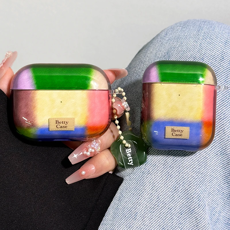 Spleißen Farbe Plaid für AirPods4 Schutzhülle für Apple AirPods 1/3 Pro2 Wireless Kopfhörer stoßfeste Schutzhülle Image