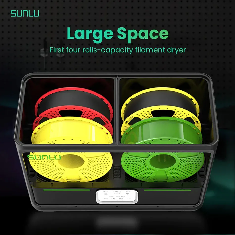SUNLU S4 3D-Filamenttrockner unterstützt PLA PETG PLA + 4 Rollen 1 kg 1,75/2,85/3 mm Filamentgetriebe, einfache Bedienung, kostenloser und schneller Versand Image