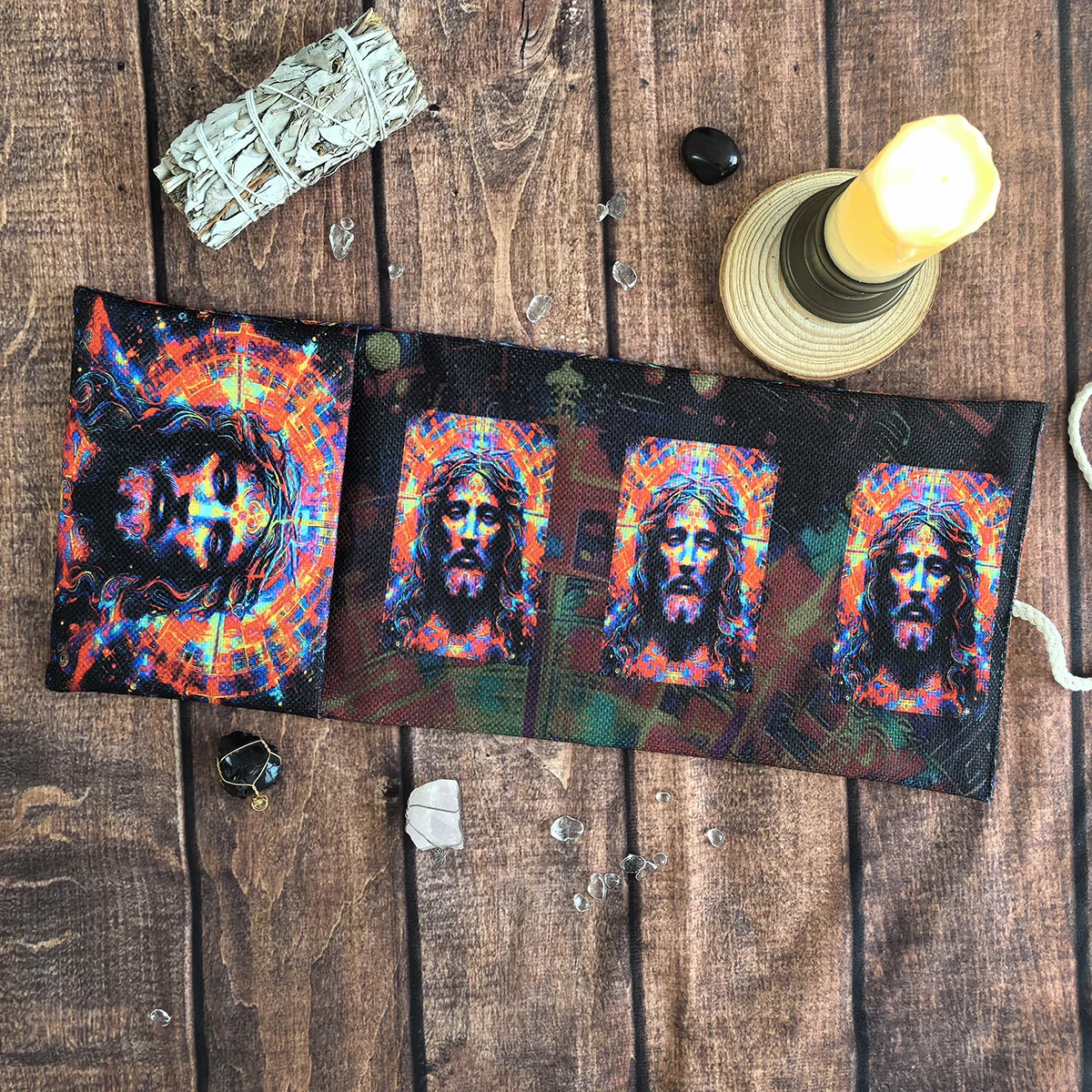 Bedruckte bunte Jesus Muster Tarot Aufbewahrungstasche Wahrsagerei Tasche geheimnisvolle Dekor Wrap Beutel Tarot Tischdecke Aufbewahrungstasche Image