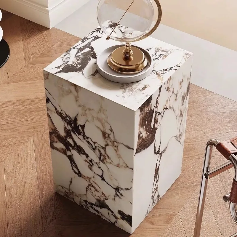 Sofa Bulgari Rand Ecke italienischer leichter Luxus Wohnzimmer Felsplatte Couchtisch Blumenständer Pier Nachttisch Image