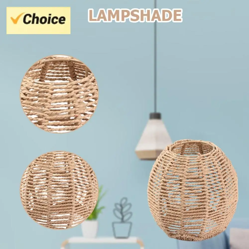 Simulierte Rattan-Lampenabdeckung, Vintage-Kronleuchter, Leuchte, handgefertigt, gewebter Lampenschirm für Schlafzimmer, Hotel, Restaurant Image