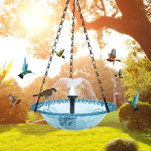 Vogelbad Solar Wasserbrunnenpumpe Outdoor Hängende Badewanne für Kiwi-Vögel Fischerboot Kolibri Tränke Vogelzubehör