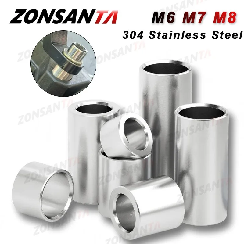 M6 M7 M8 304 Edelstahl ohne Gewinde Abstandshalter Buchse Unterlegscheibe runde Hohldichtung Hülsenlänge 2 3 4 5 6 7 8 ~ 35 40 mm Image