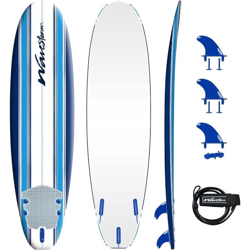 - Classic Soft Top Foam 7ft Surfboard Surfboard for Beginners and All Surfing Levels Complete Set Includes Leash and M