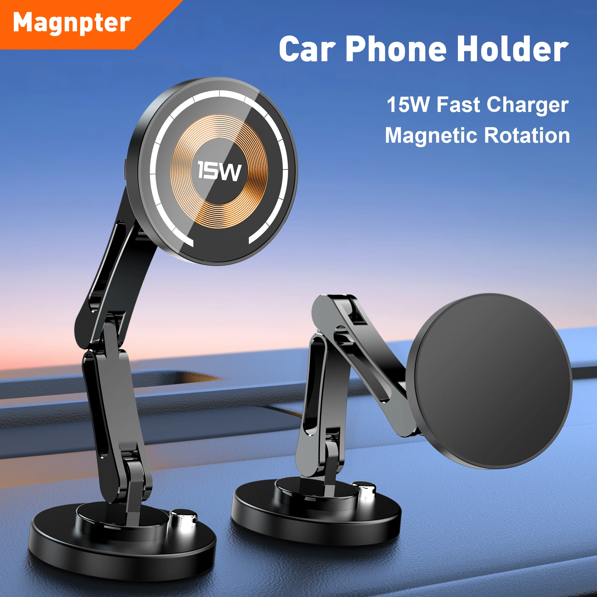 Supporto magnetico per telefono per auto Supporto per rotazione caricabatterie wireless Ricarica rapida per IPhone 16/15/14/13 Supporto per telefono per auto Samsung Magsafe