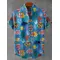 Camicia da uomo Comoda camicia in lino a maniche corte Camicia da uomo Camicia casual con motivo floreale a righe geometriche