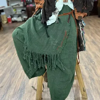 Spring Summer Arts Style Women Elastic Waist Harem Pants Vintage Linen Tassel Design Loose Fisherman's Pants High Quality Ht30