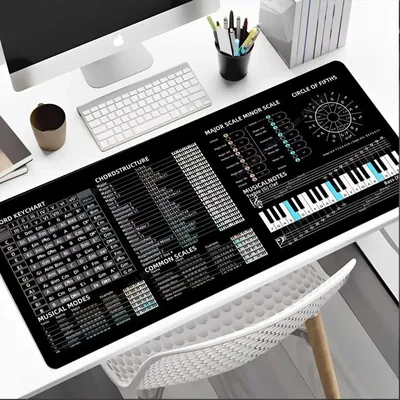 HOT Music Theory Mouse Pad Shortcut Keys Mouse Pad Desk Mat Cheat Sheet Mousepad Office Users Anti Slip Professional Desk Pad